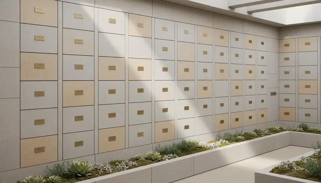 Feuerbestattung mit anonymer Beisetzung Urnenwand auf einem Friedhof