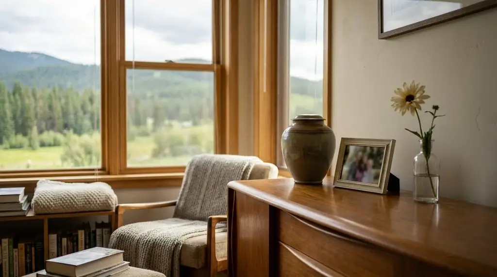 Würdevolle Urne in natürlicher Umgebung